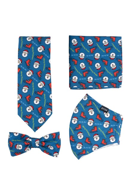 Mask and Tie Set in HoHoHo Santa Print