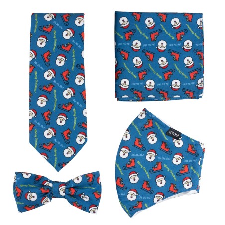 Mask and Tie Set in HoHoHo Santa Print