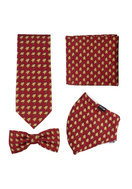 Mask and Tie Set with Gingerbread Man Print