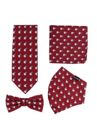 Snowman Print Mask and Tie Set in Red