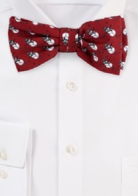 Snowman Print Bow Tie in Red