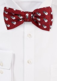 Snowman Print Bow Tie in Red