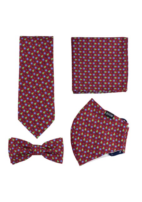 Mens Mask and Tie Set in Christmas Gift Wrap Print