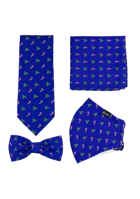 Christmas Print Mens Face Mask Gift Set in Blue