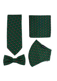Dark Green Holly Print Christmas Mask Set