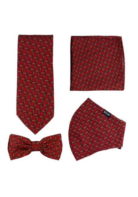 Burgundy Mask Set with Jumping Reindeer