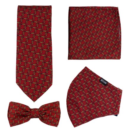 Burgundy Mask Set with Jumping Reindeer