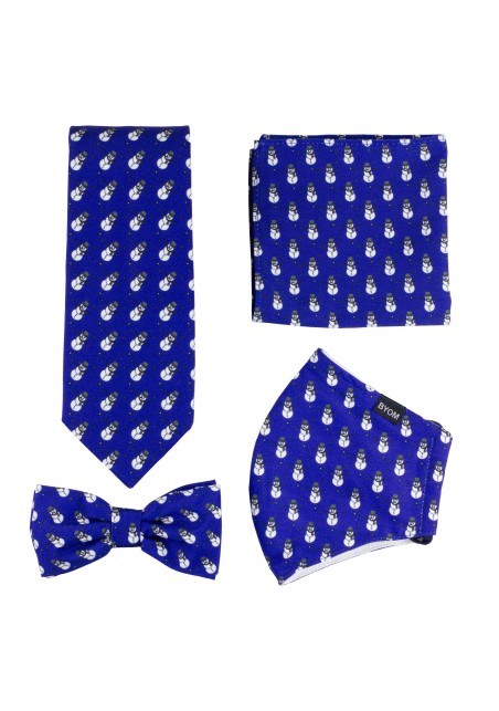 Blue Face Mask Set with Tiny Snowmen
