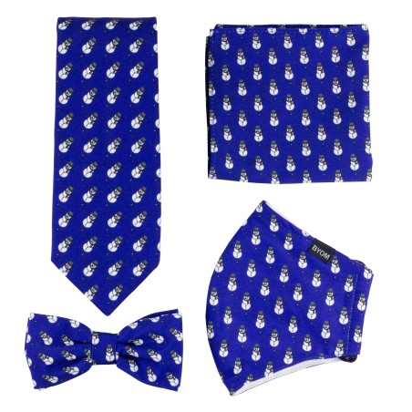 Blue Face Mask Set with Tiny Snowmen