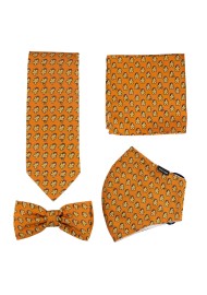 Orange Christmas Print Mask and Tie Set | 4-Piece Christmas Design Face Mask Gift Set