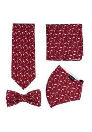Santa Hats and Candy Cane Print Mask Set in Red