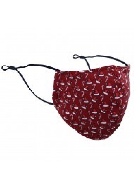 Santa Hats and Candy Cane Print Mask in Red