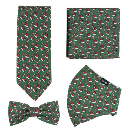 Green Mask Set with Santa Hats and Candy Canes
