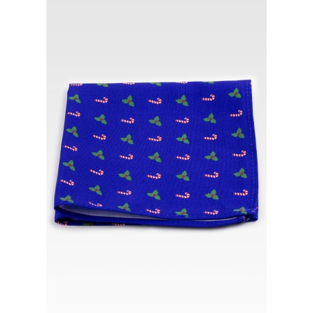 Christmas Print Hanky in Royal Blue