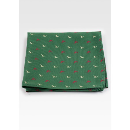 Forest Green Reindeer Print Pocket Square