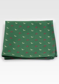 Forest Green Reindeer Print Pocket Square