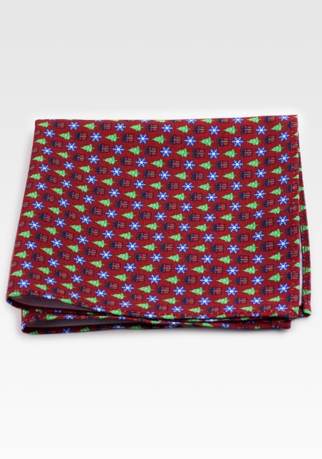 Holiday Print Mens Pocket Square