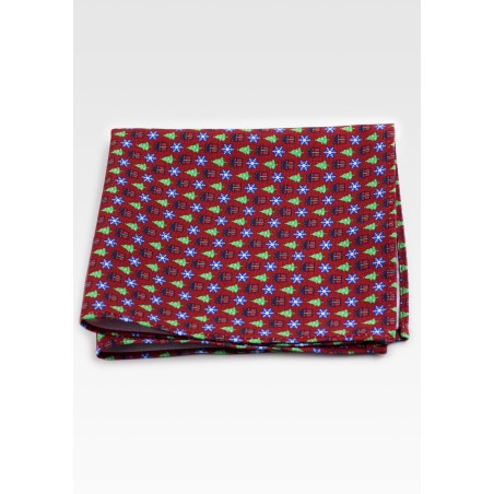 Holiday Print Mens Pocket Square