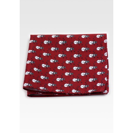 Snowman Print Hanky in Crimson