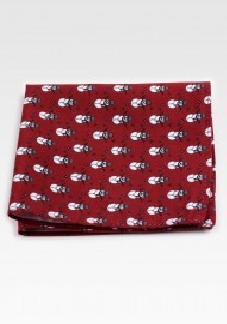 Snowman Print Hanky in Crimson