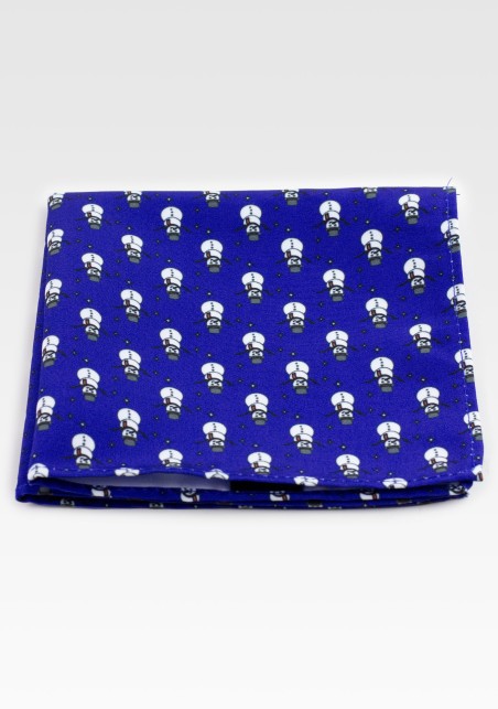 Snowman Print Hanky in Navy