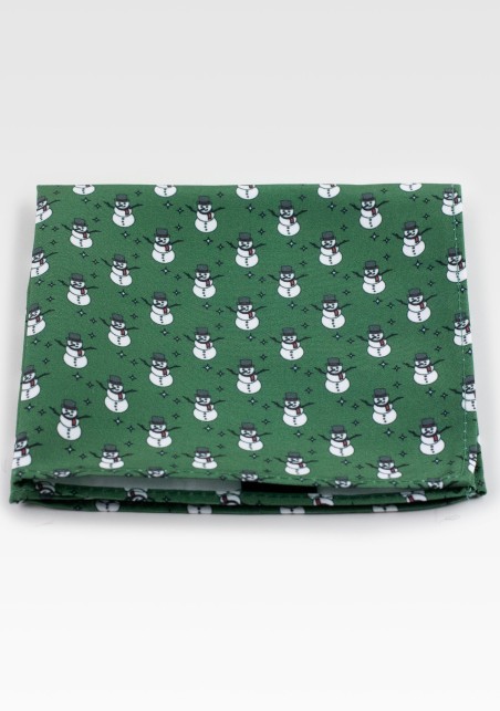 Snowman Print Hanky in Forest Green