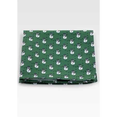Snowman Print Hanky in Forest Green