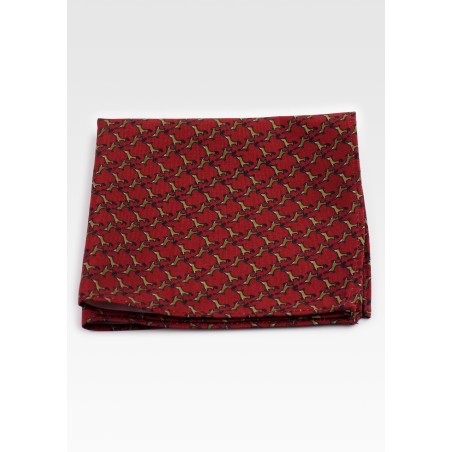 Burgundy Red Hanky with Flying Reindeers