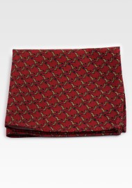 Burgundy Red Hanky with Flying Reindeers