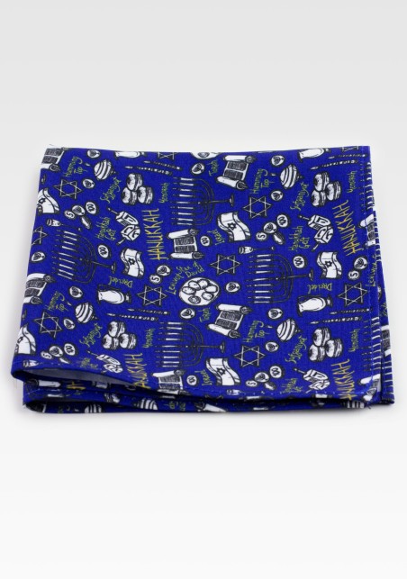 Hanukkah Print Pocket Square