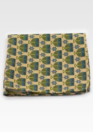 Gold Menorah Print Pocket Square