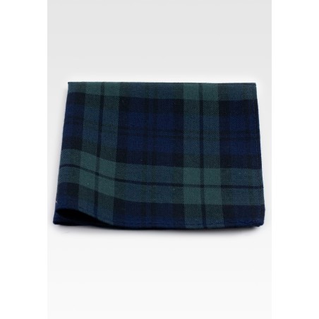 Hunter Green and Navy Tartan Plaid Pocket Square