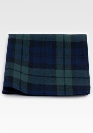 Hunter Green and Navy Tartan Plaid Pocket Square