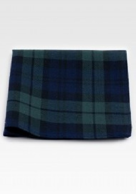 Hunter Green and Navy Tartan Plaid Pocket Square