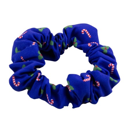 Blue Christmas Print Hair Scrunchie