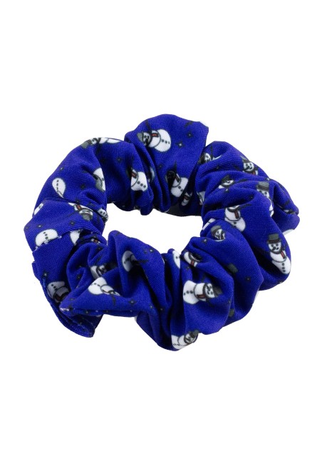 Blue Scrunchie with Snowmen
