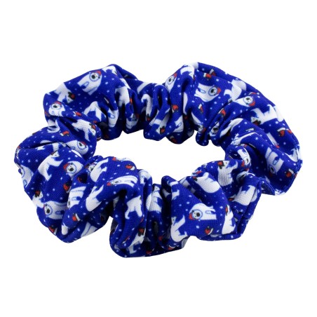 Navy Scrunchie with Polar Bears in Santa Hats
