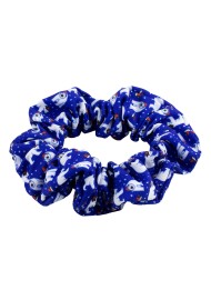 Navy Scrunchie with Polar Bears in Santa Hats
