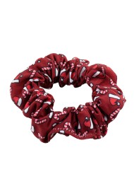 Red Scrunchie with Santa Hats and Candy Canes