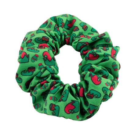 Dark Green Scrunchie with Elf Print