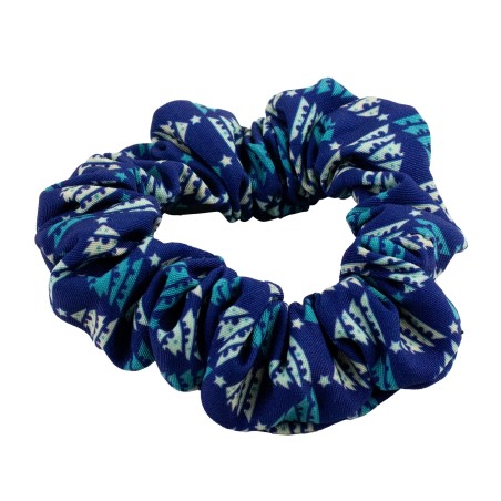 Pine Green Scrunchie with Christmas Trees