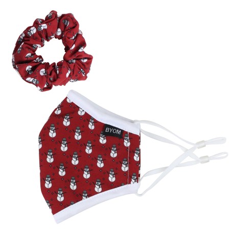 Snowman Print Mask and Scrunchie Set