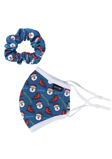 HoHoHo Santa Print Kids Mask Set