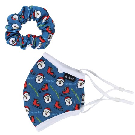 HoHoHo Santa Print Kids Mask Set