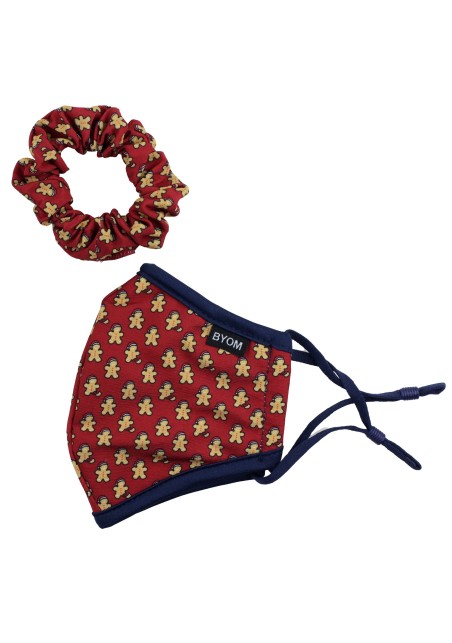 Fun Christmas Print Mask and Scrunchie Set for Kids