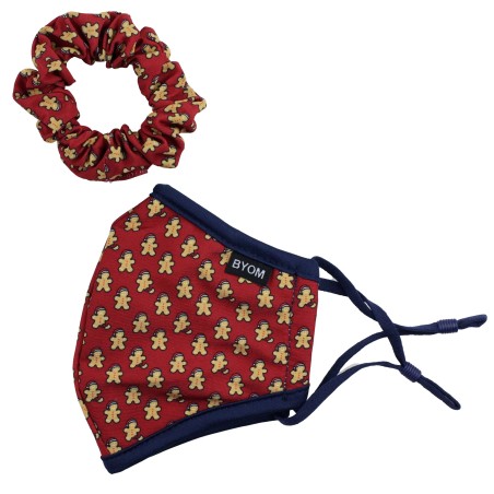 Fun Christmas Print Mask and Scrunchie Set for Kids