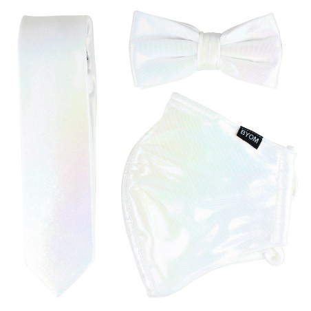 White Glitter Mask and Tie Set