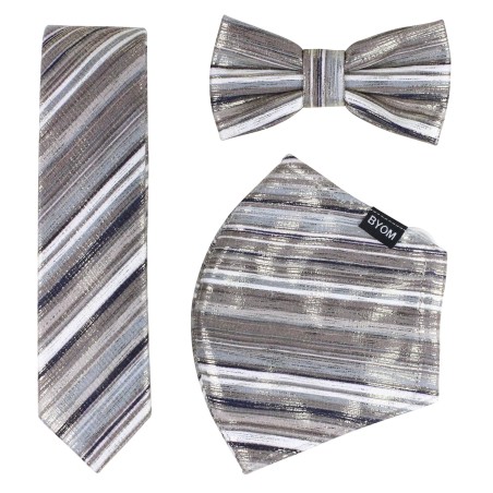 Glitter Stripe Mask Set in Platinum and Rose Gold