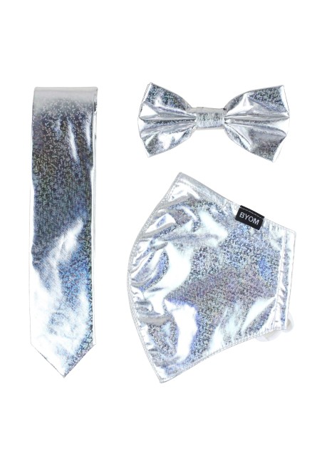 Glitter Mask and Tie Set in Silver