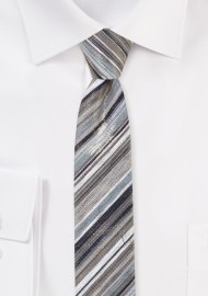Glitter Stripe Necktie in Platinum and Rose Gold